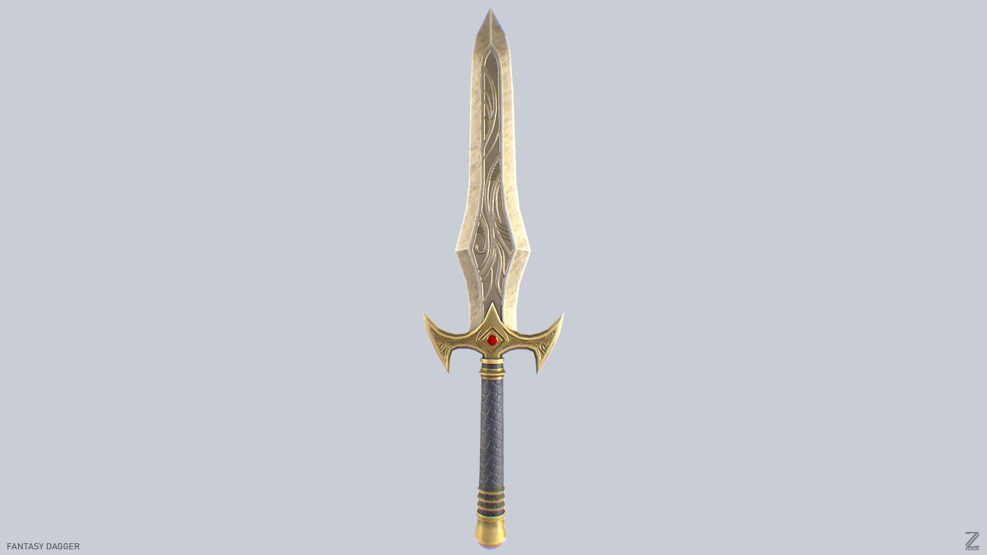 Fantasy dagger Low-poly 3D model_2