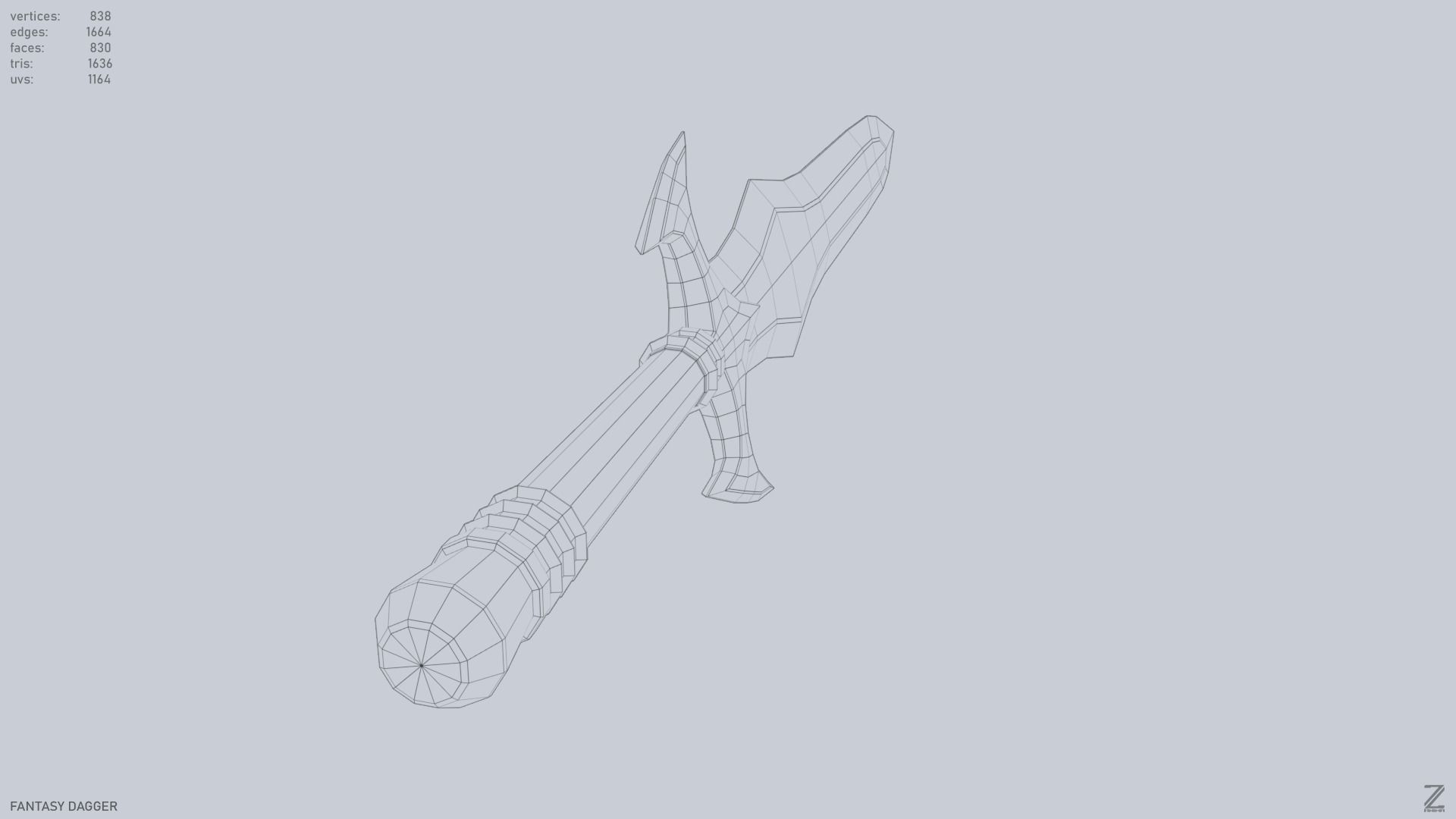 Fantasy dagger Low-poly 3D model_14