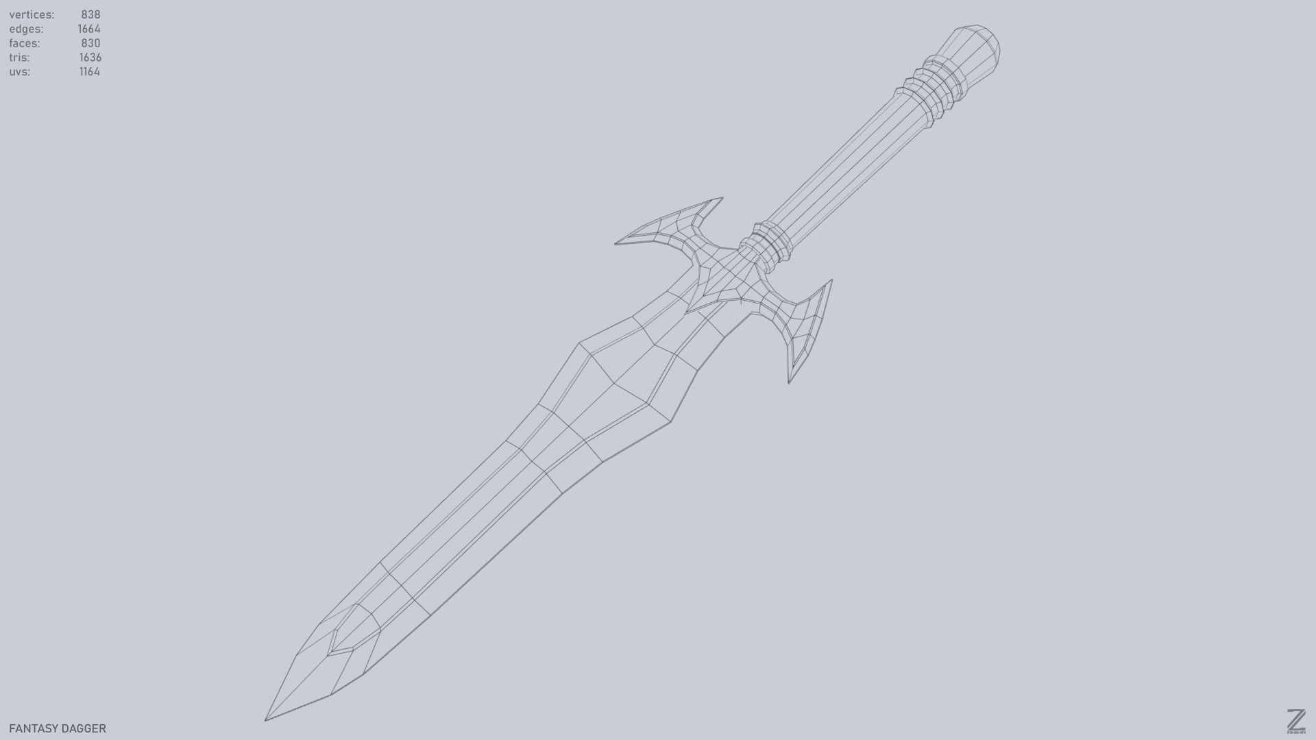 Fantasy dagger Low-poly 3D model_11