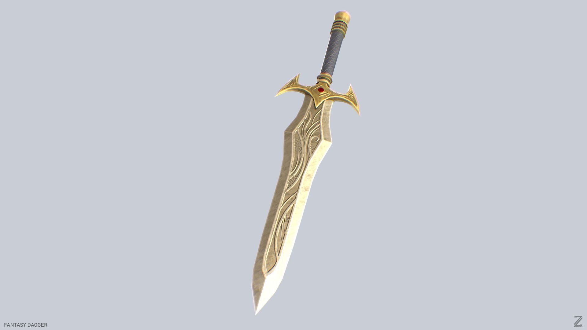 Fantasy dagger Low-poly 3D model_4