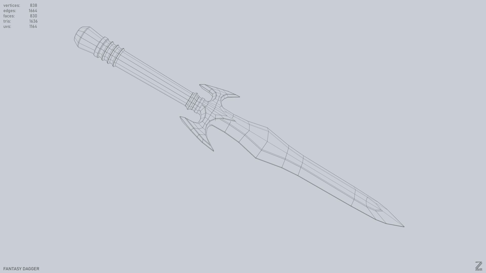 Fantasy dagger Low-poly 3D model_13