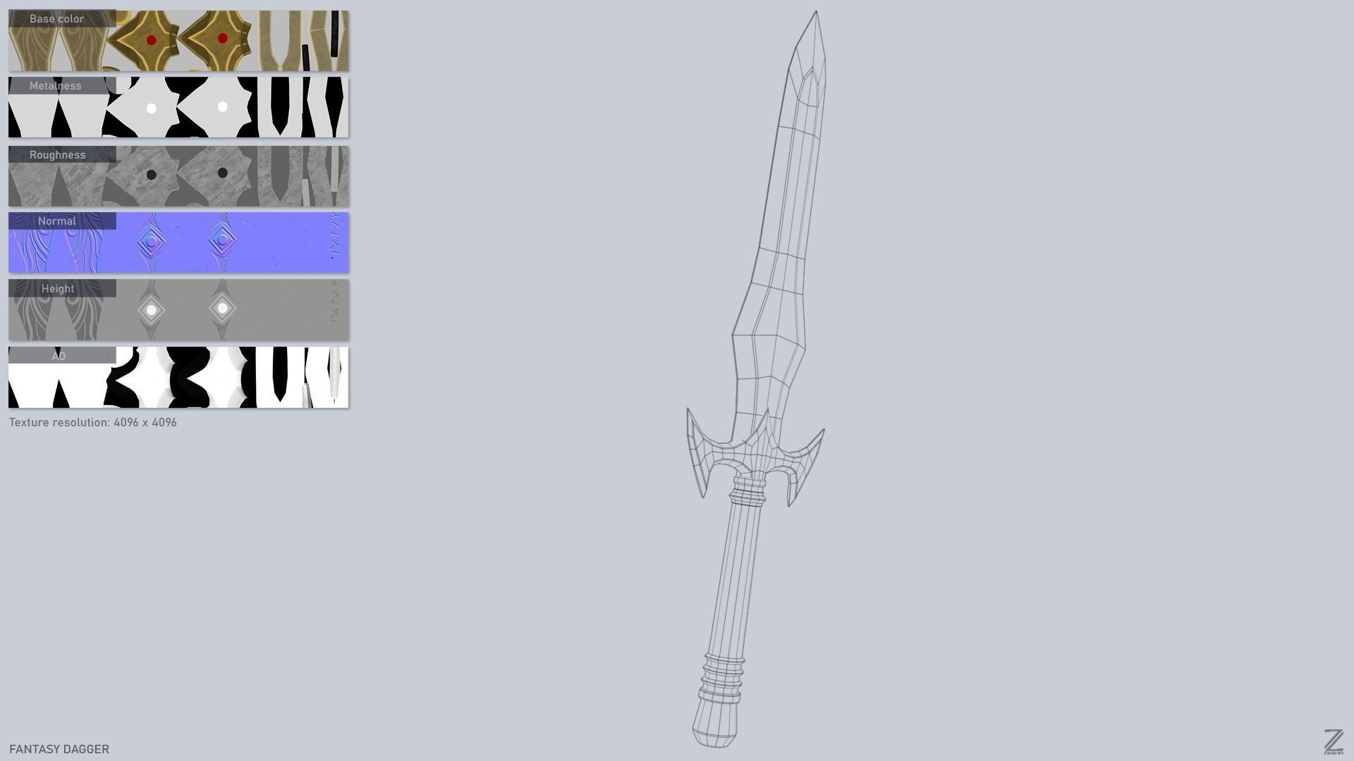 Fantasy dagger Low-poly 3D model_3