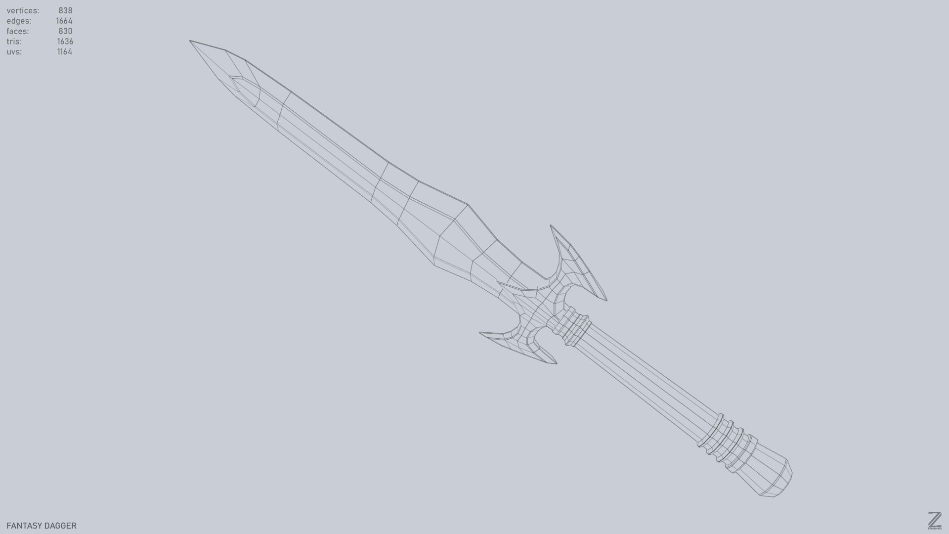 Fantasy dagger Low-poly 3D model_10