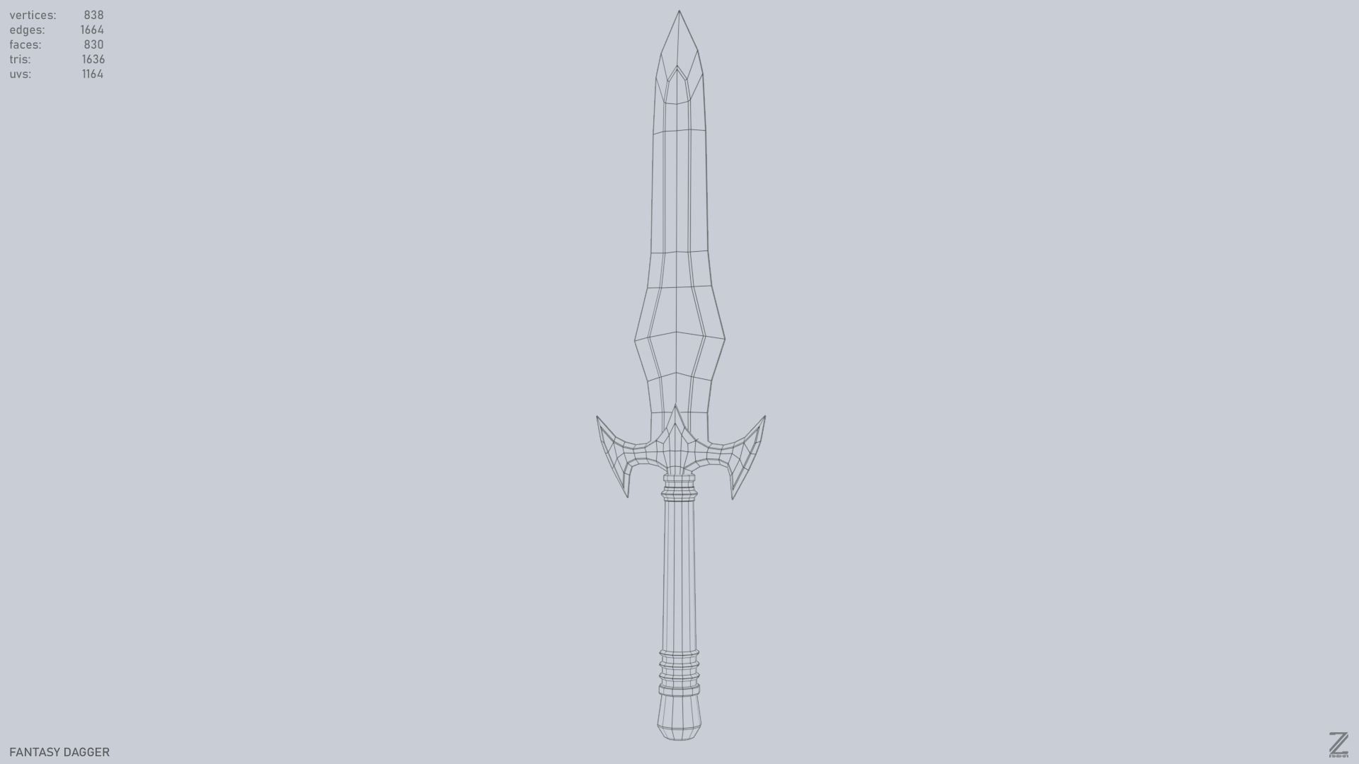Fantasy dagger Low-poly 3D model_9