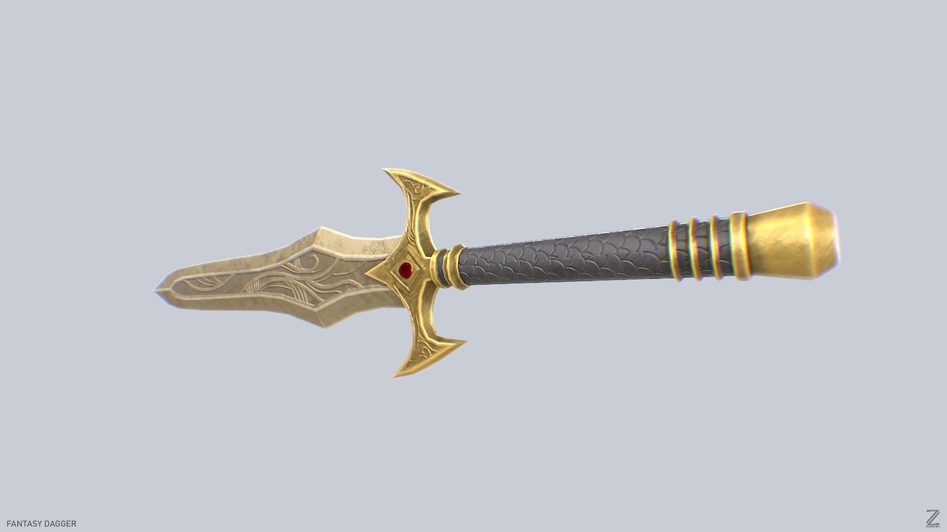 Fantasy dagger Low-poly 3D model_8