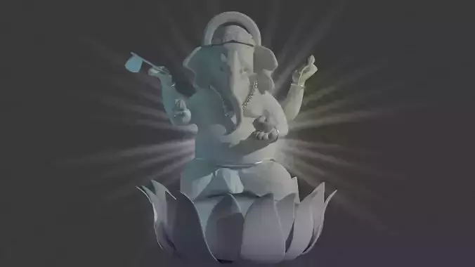 Ganesh Hindu god statue 3D model Low-poly 3D model