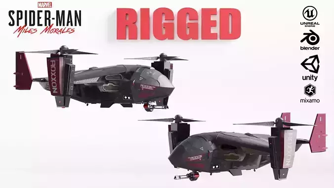 Sci-Fi Helicopter Model RIGGED