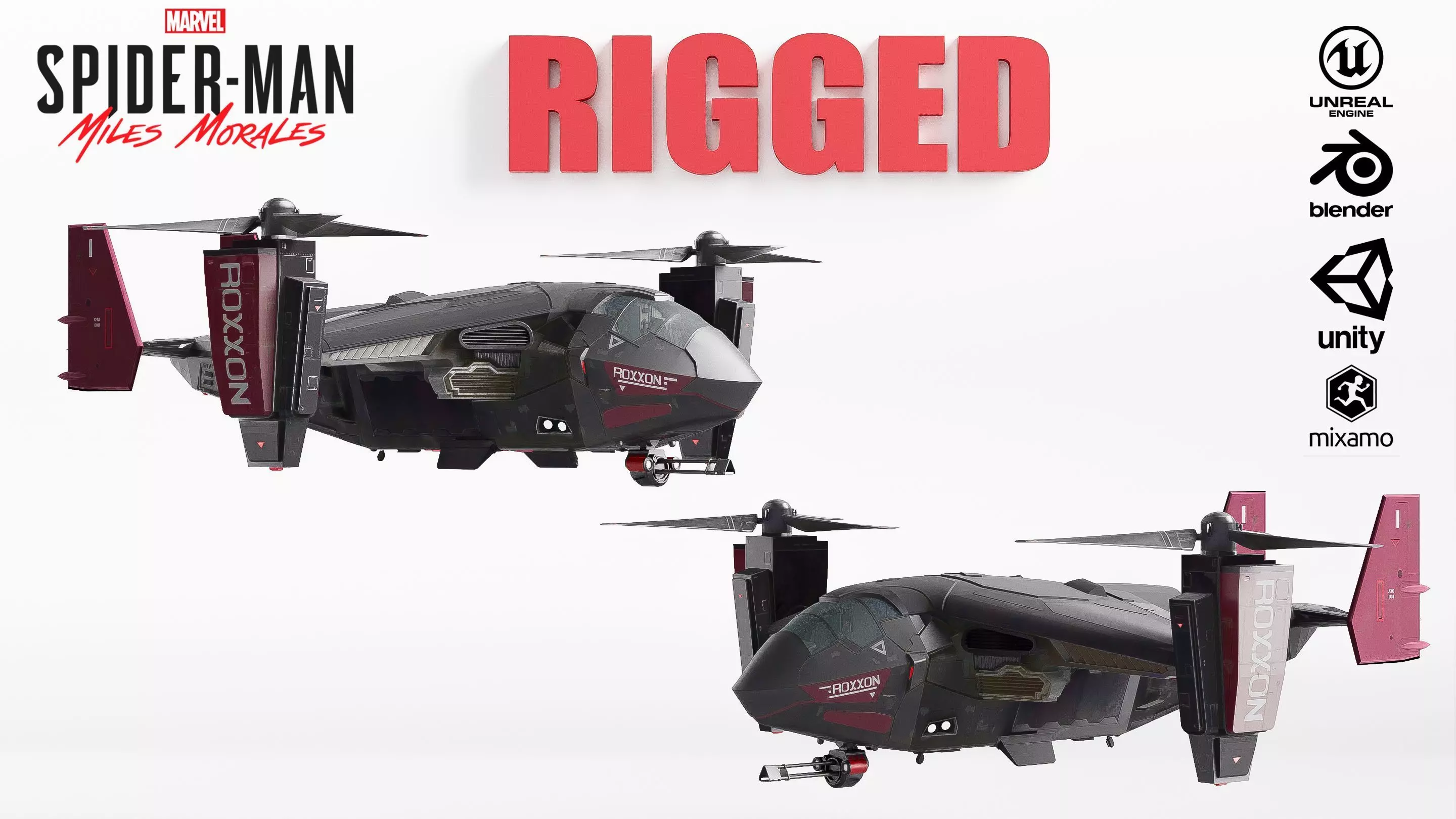 Sci-Fi Helicopter Model RIGGED 3D model