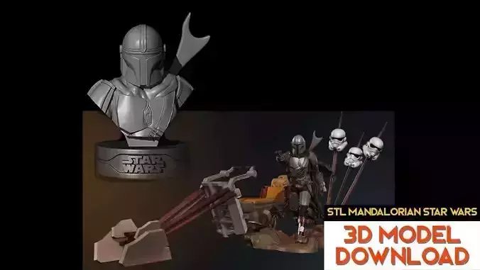 Mando mandalorian Star Wars STL files 3d printing collectibles  3D print model