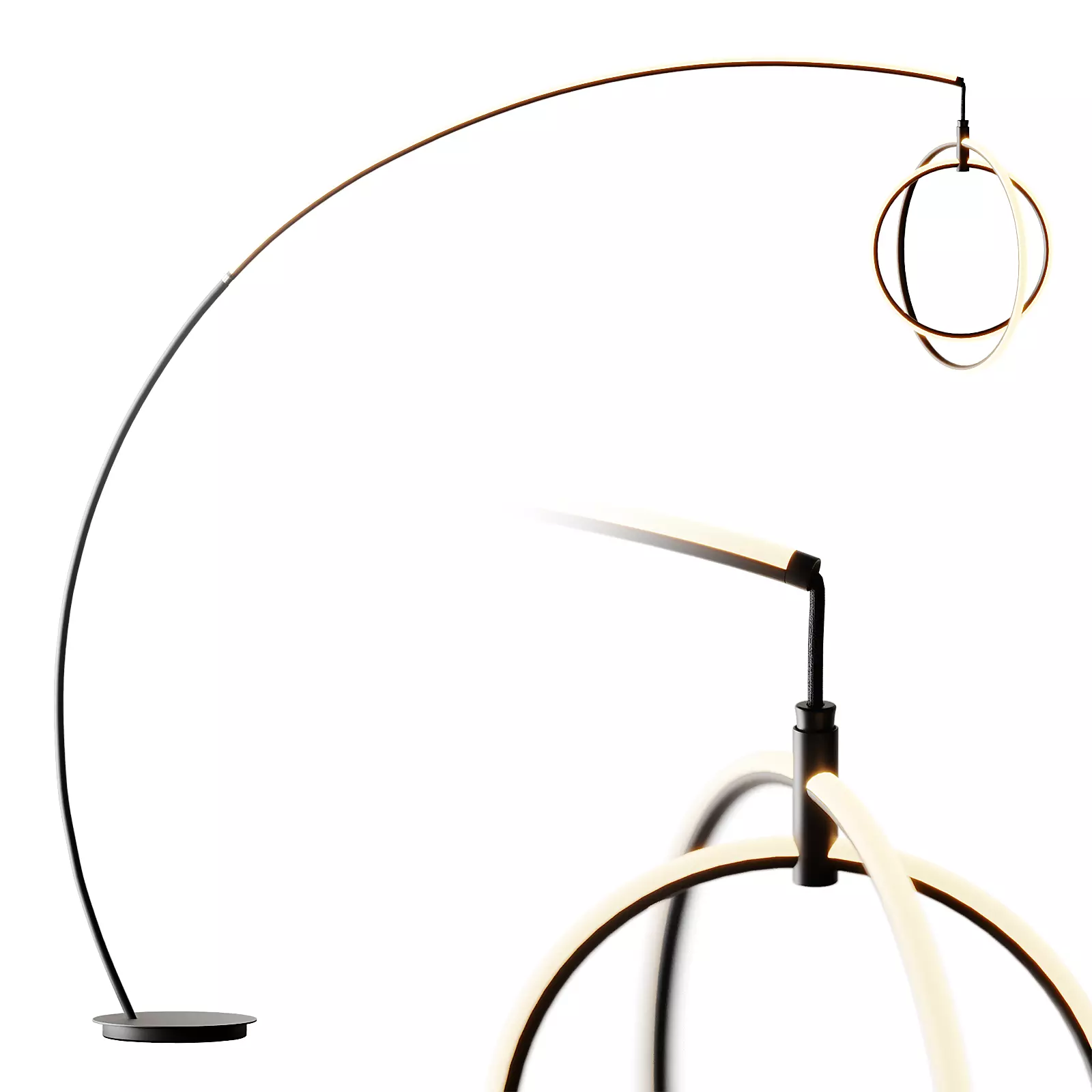 Lite Source Monita Matte Black LED Modern Orb Arc Floor Lamp 3D model_0