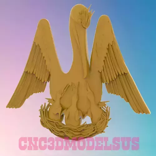 Pelican in nests 3D MODEL STL FILE FOR CNC ROUTER LASER 