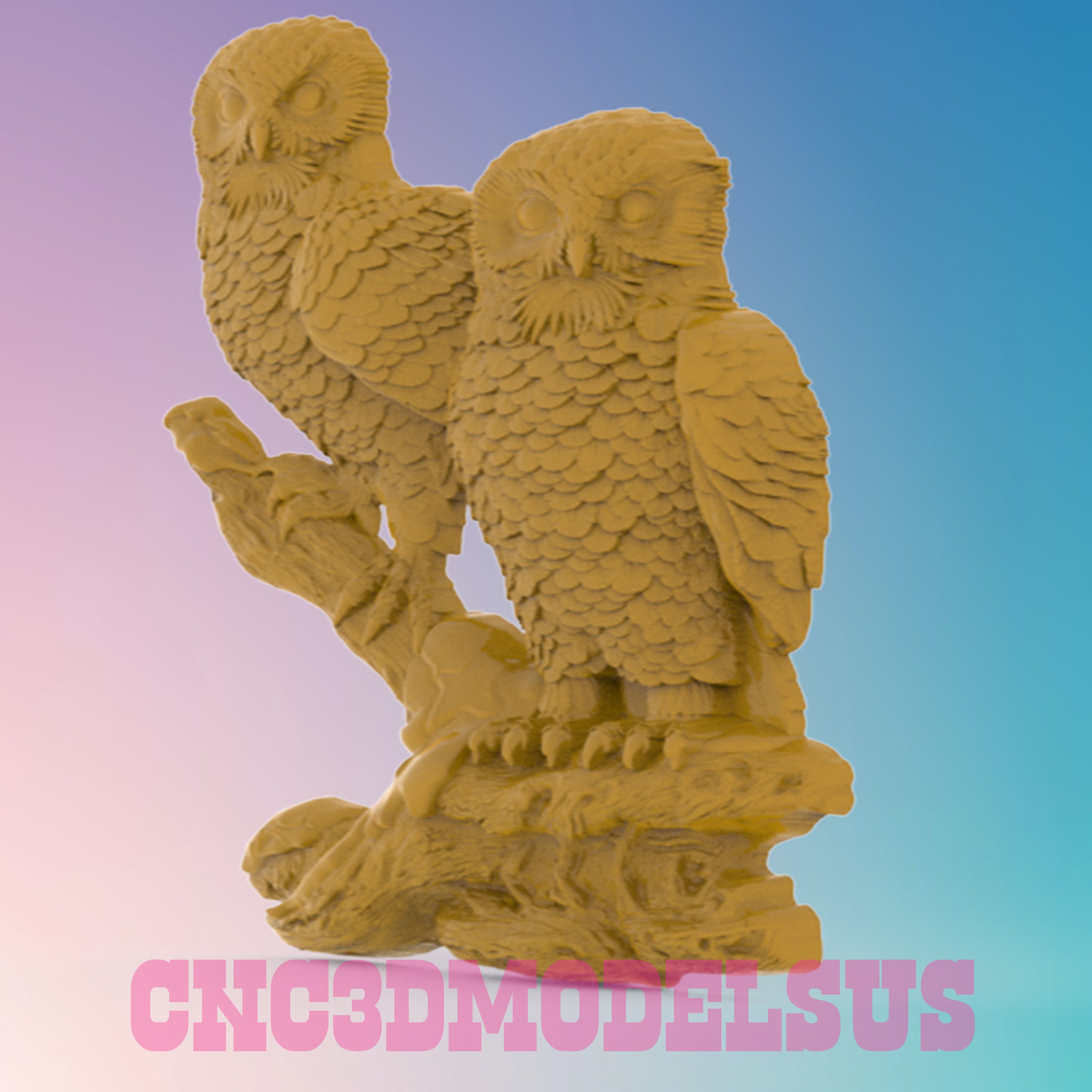 Owls 3D MODEL STL FILE FOR CNC ROUTER LASER 3D PRINTER  3D print model_2
