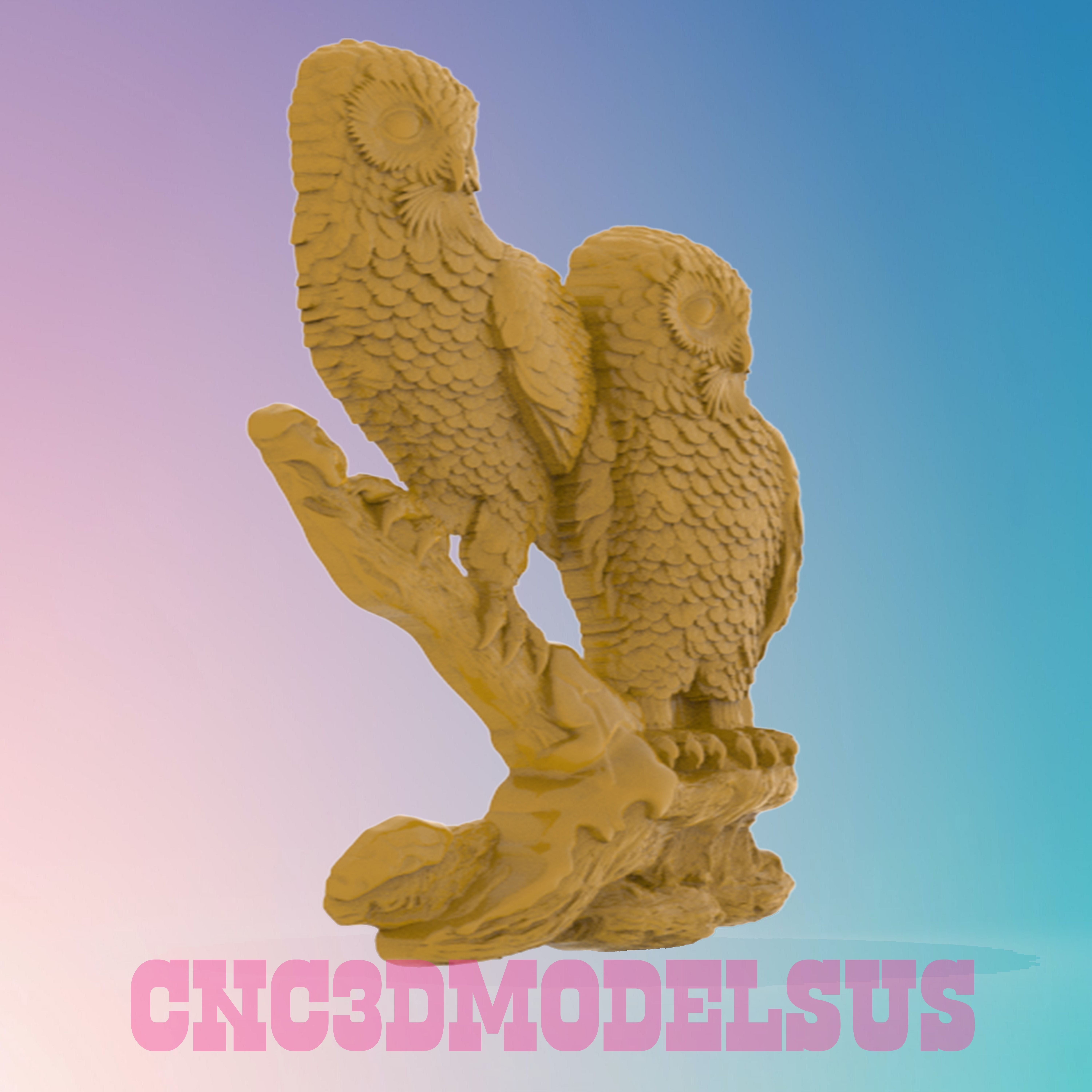 Owls 3D MODEL STL FILE FOR CNC ROUTER LASER 3D PRINTER  3D print model_1