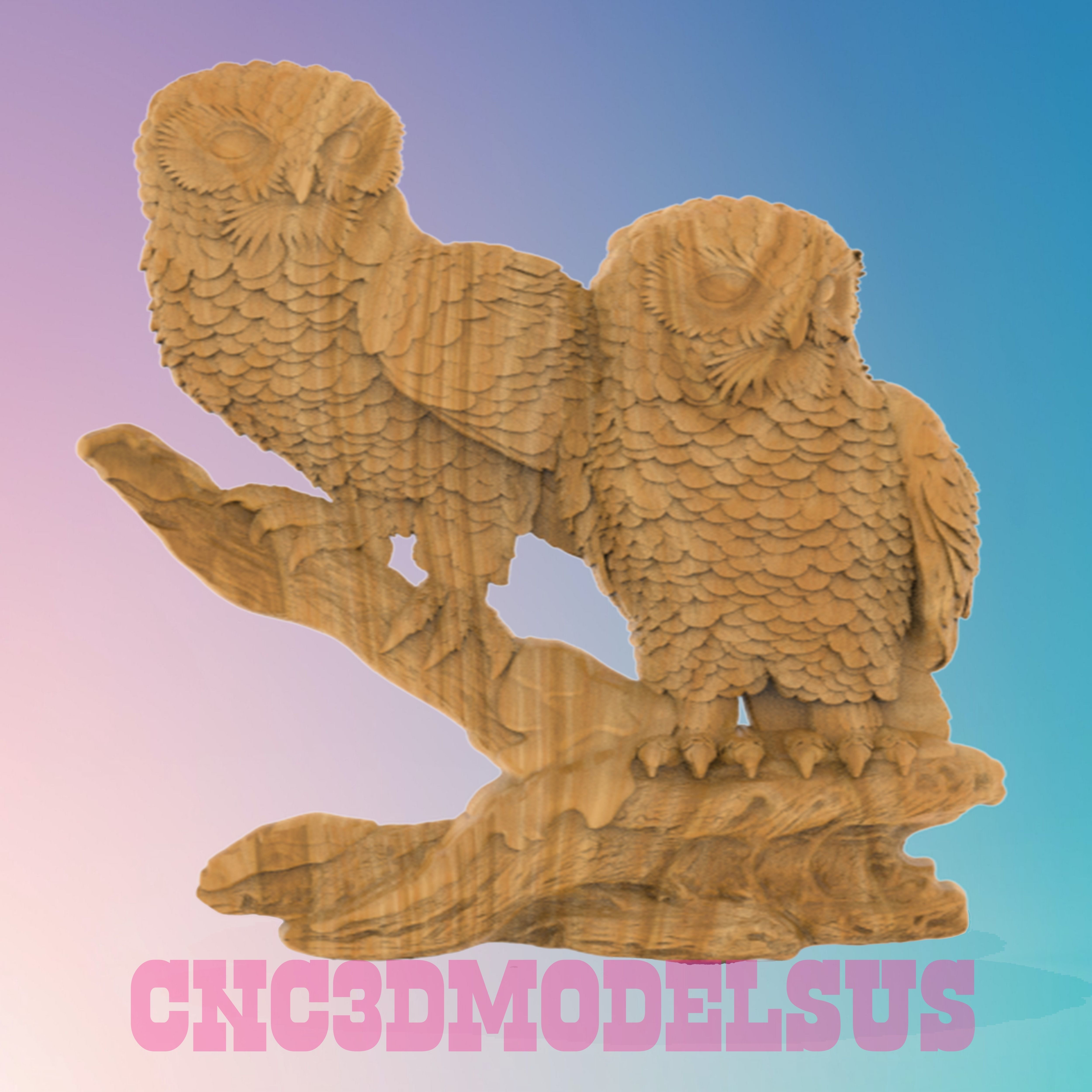 Owls 3D MODEL STL FILE FOR CNC ROUTER LASER 3D PRINTER  3D print model_3