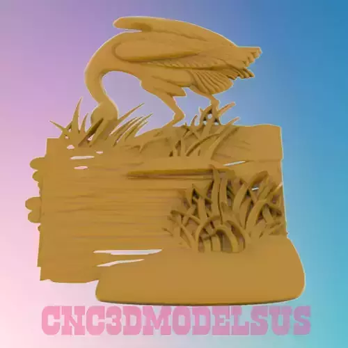 Heron in the swamp 3D MODEL STL FILE FOR CNC ROUTER LASER  3D print model