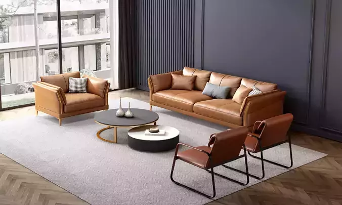 leather combination Modern sofa