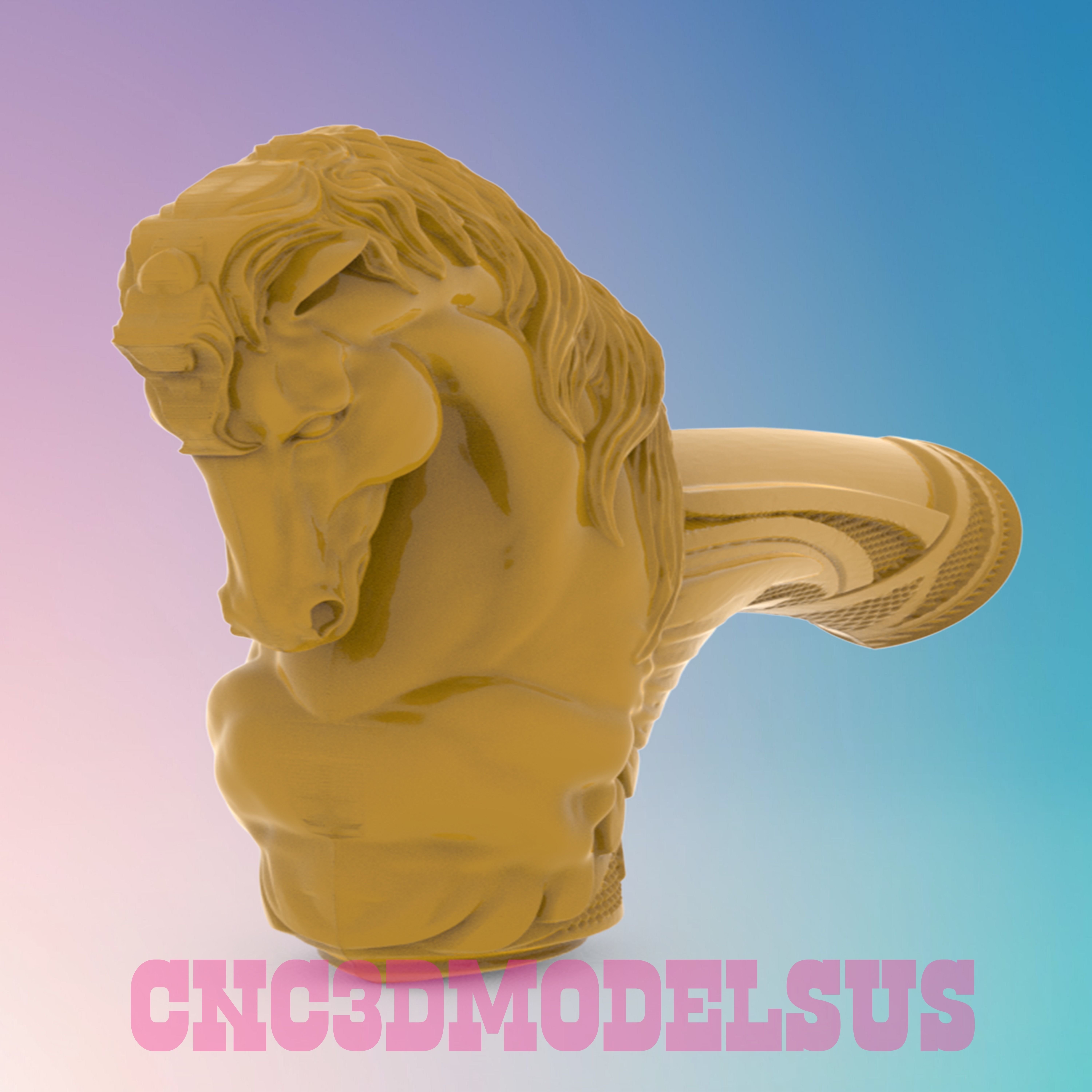 Cane with Horse 3D MODEL STL FILE FOR CNC ROUTER LASER 3D print model_2