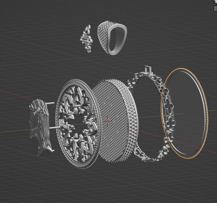 Gothic Christ Medallion stl 3D print model_3
