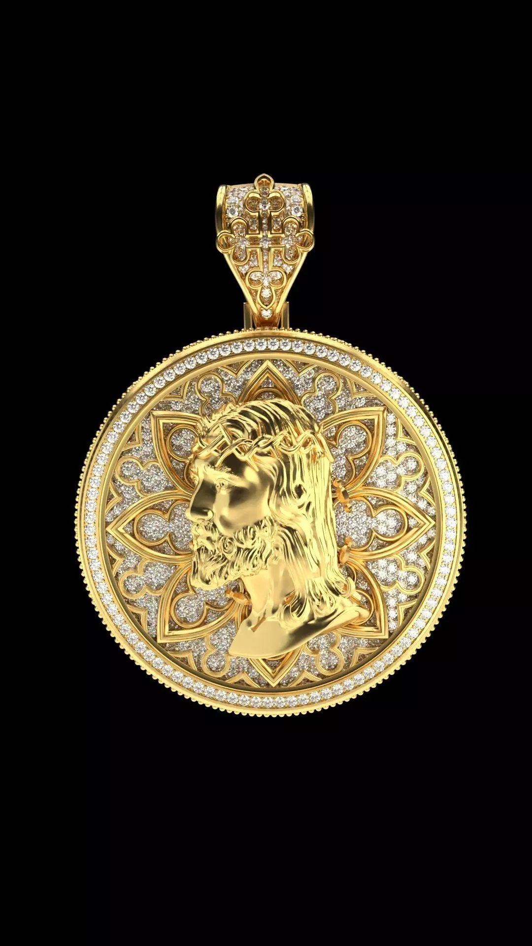 Gothic Christ Medallion stl 3D print model_0