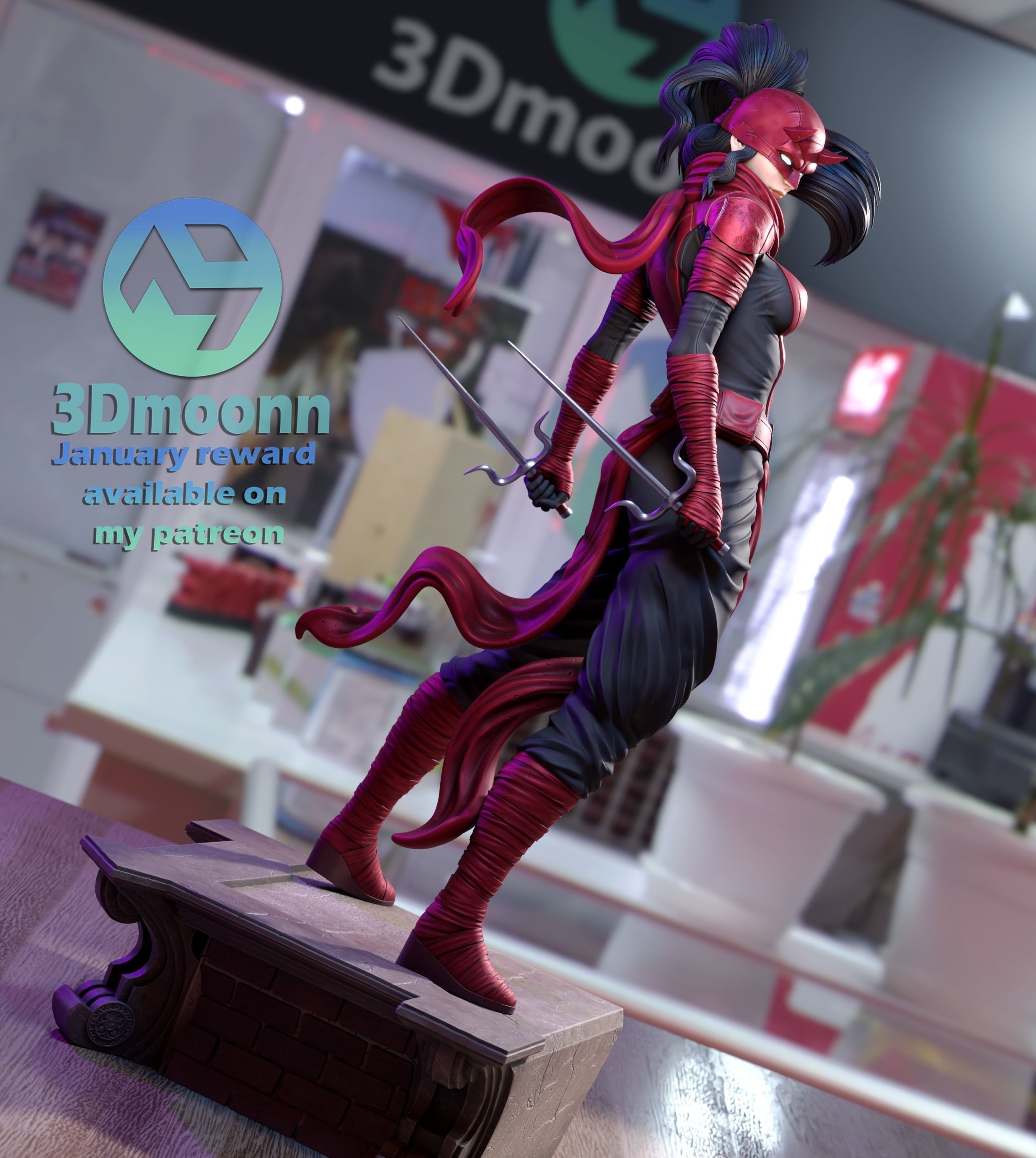 elektra - marvel stl 3D print model_3