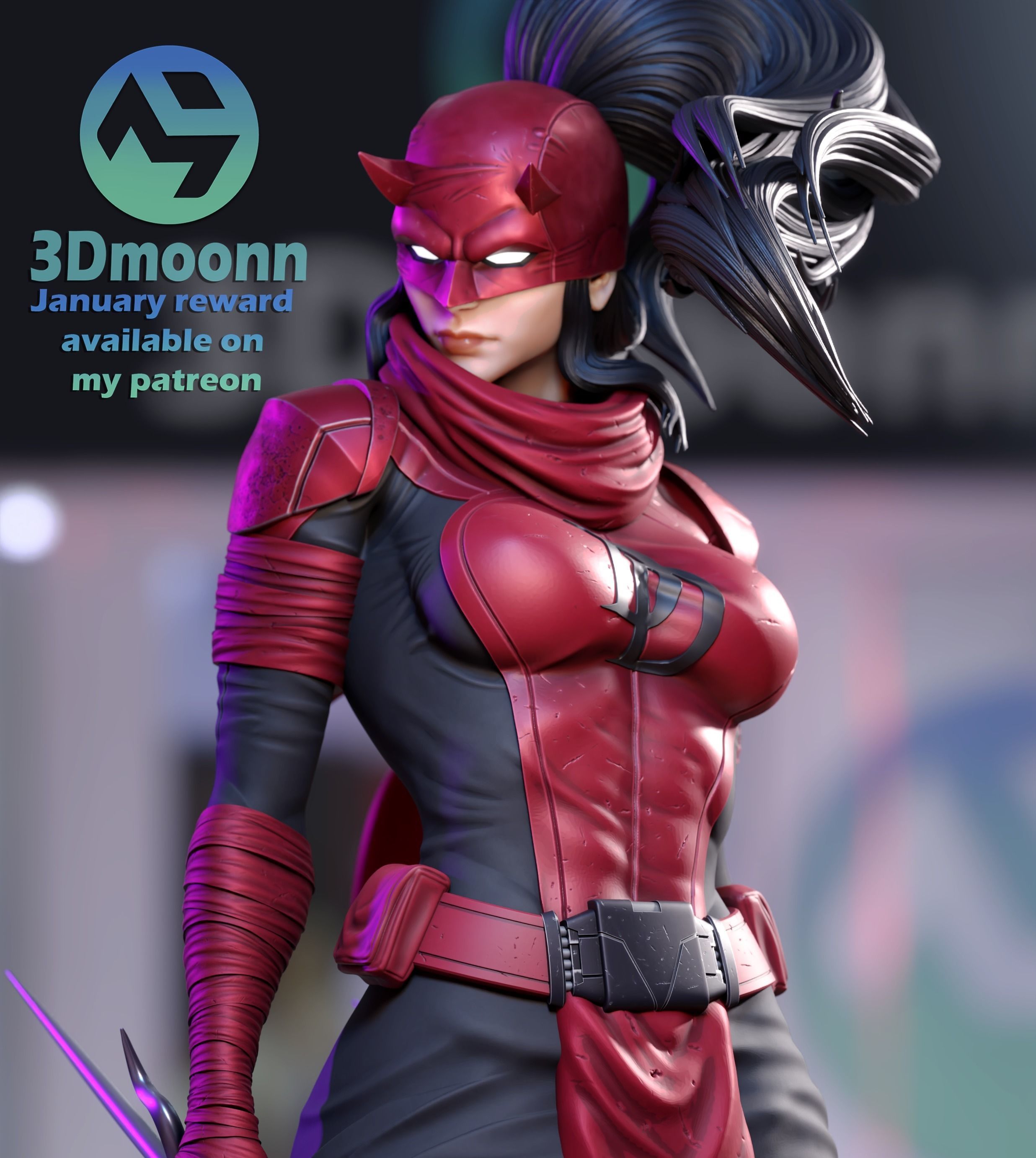 elektra - marvel stl 3D print model_1