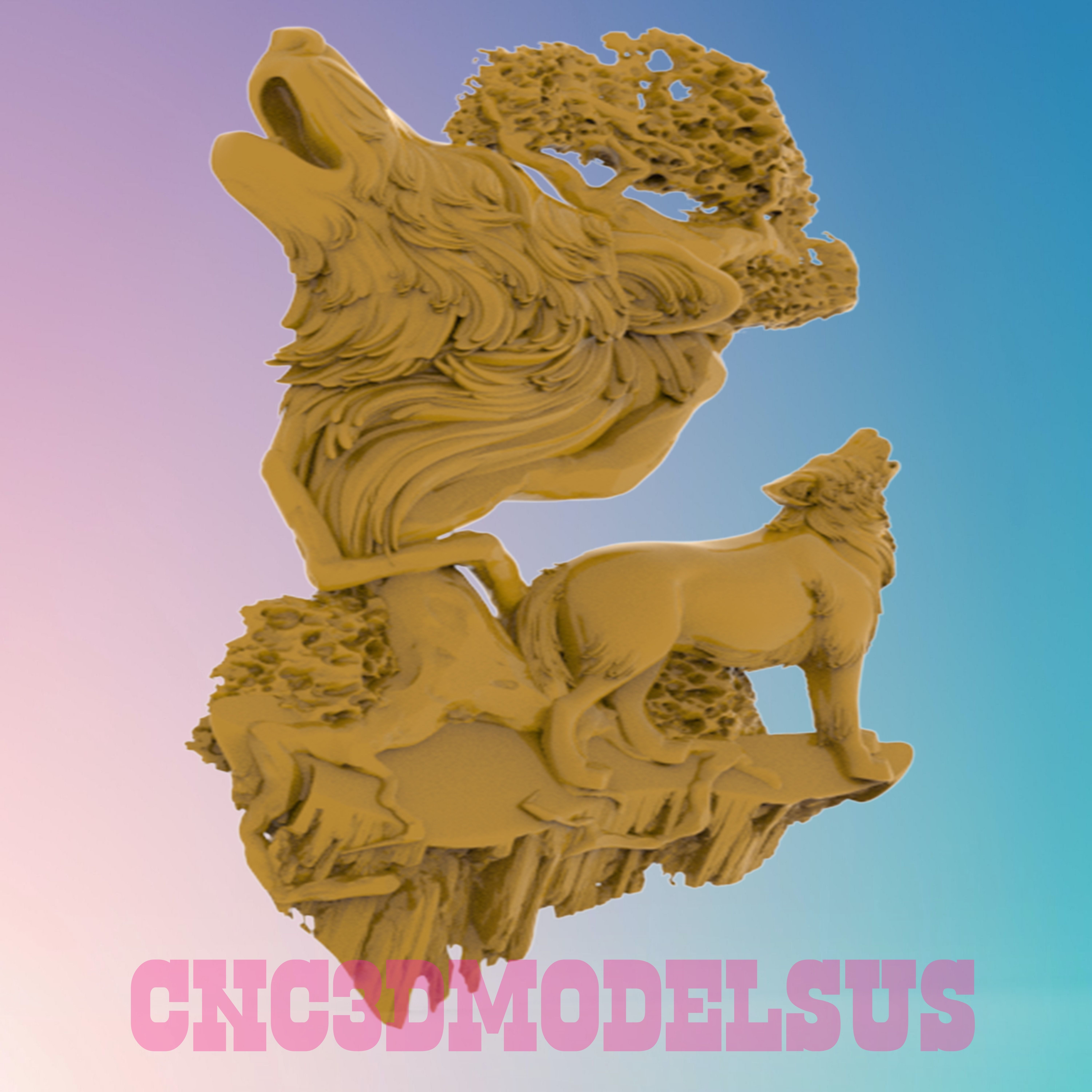 wolf 3D MODEL STL FILE FOR CNC ROUTER LASER And 3D PRINTER 3D print model_1
