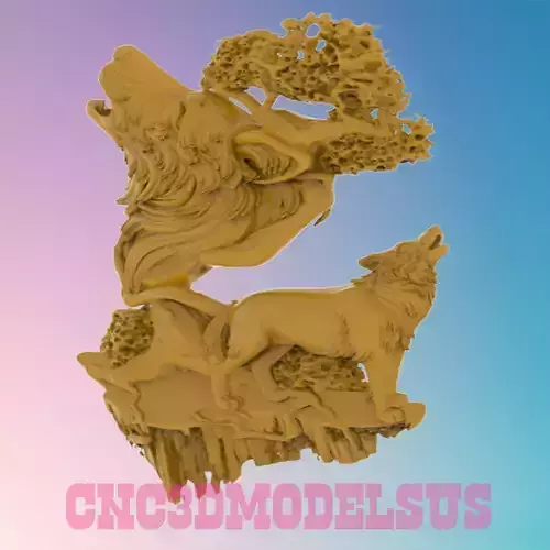 wolf 3D MODEL STL FILE FOR CNC ROUTER LASER And 3D PRINTER
