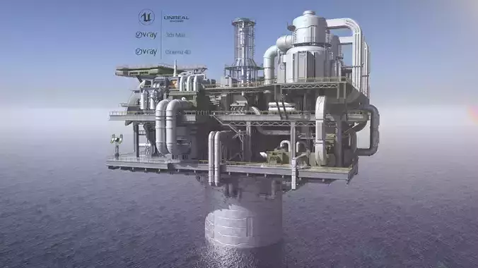 Sci-fi OilRig 3D model