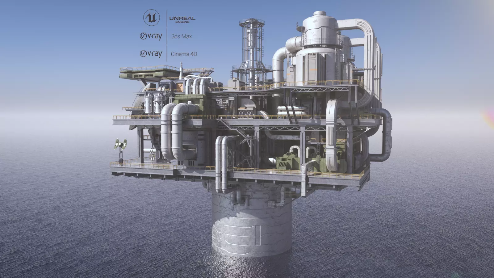 Sci-fi OilRig 3D model_0