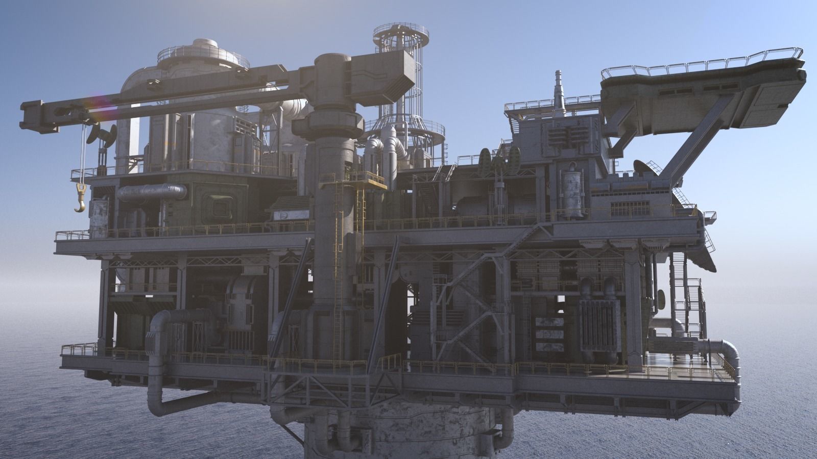 Sci-fi OilRig 3D model_4