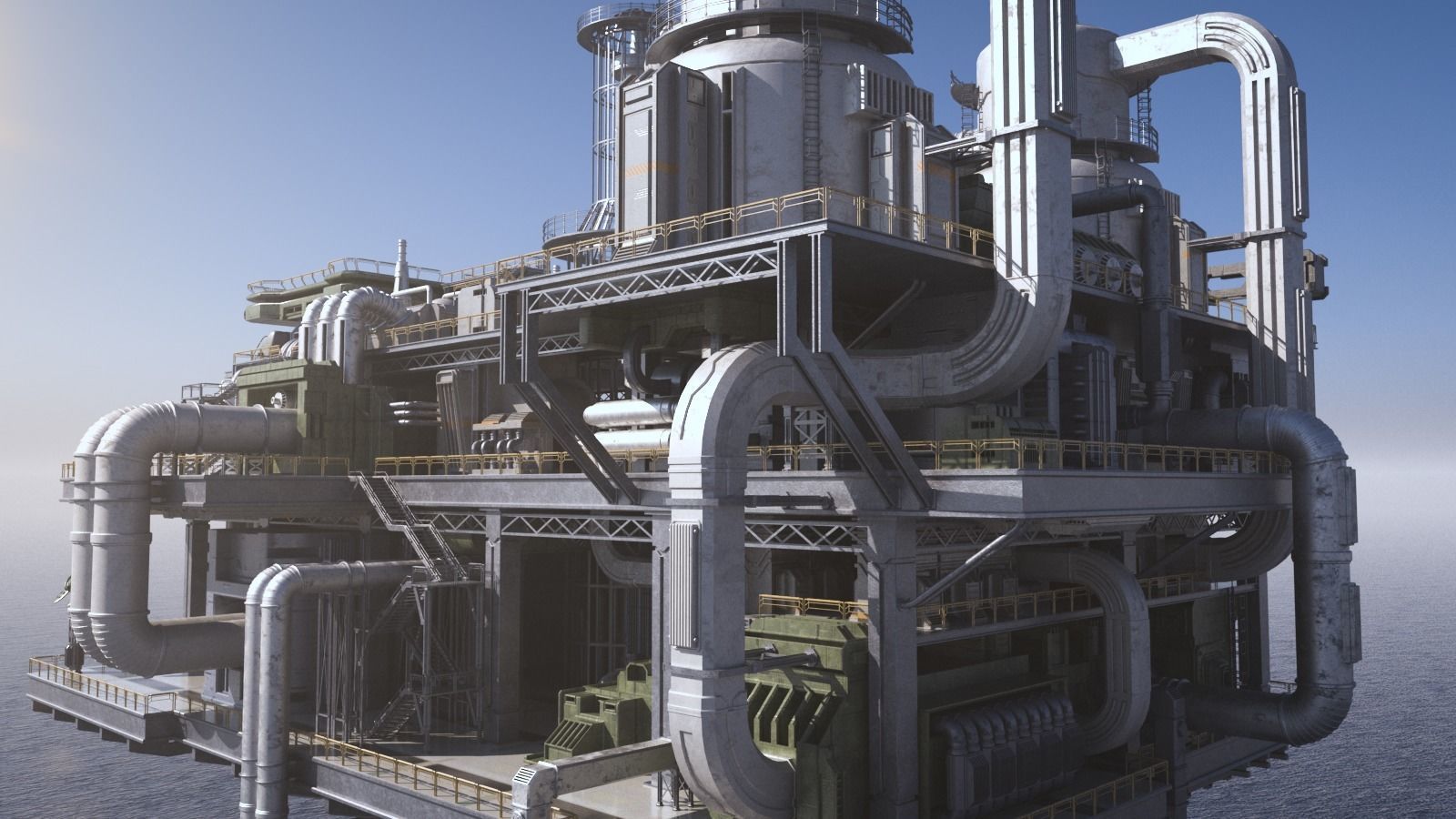 Sci-fi OilRig 3D model_2
