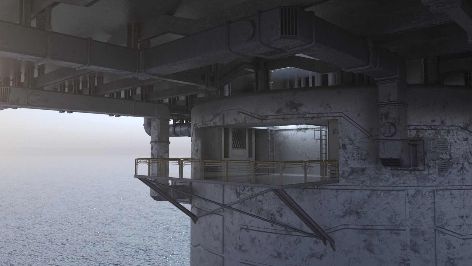 Sci-fi OilRig 3D model_7