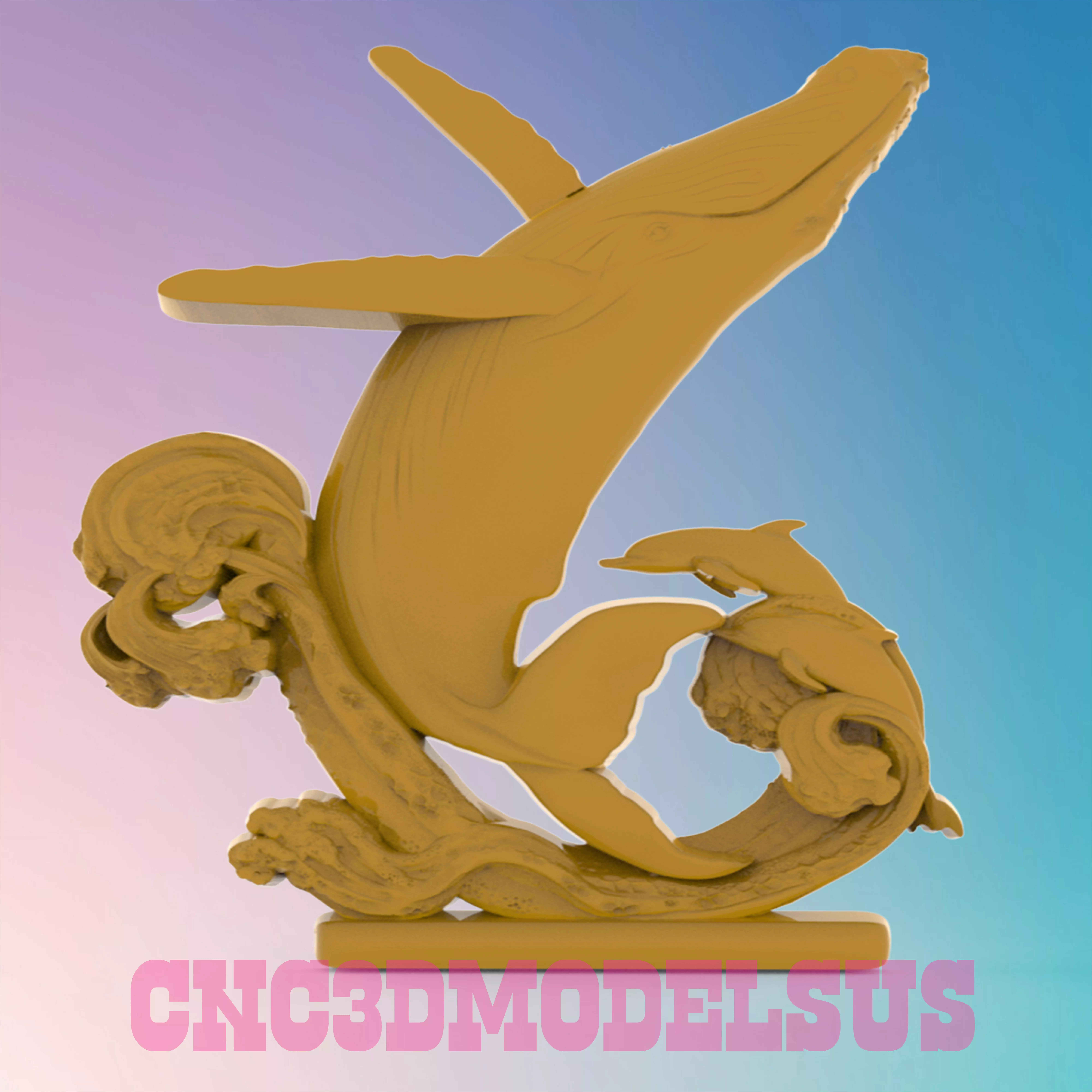 Whales and Dolphins 3D MODEL STL FILE FOR CNC ROUTER 3D print model