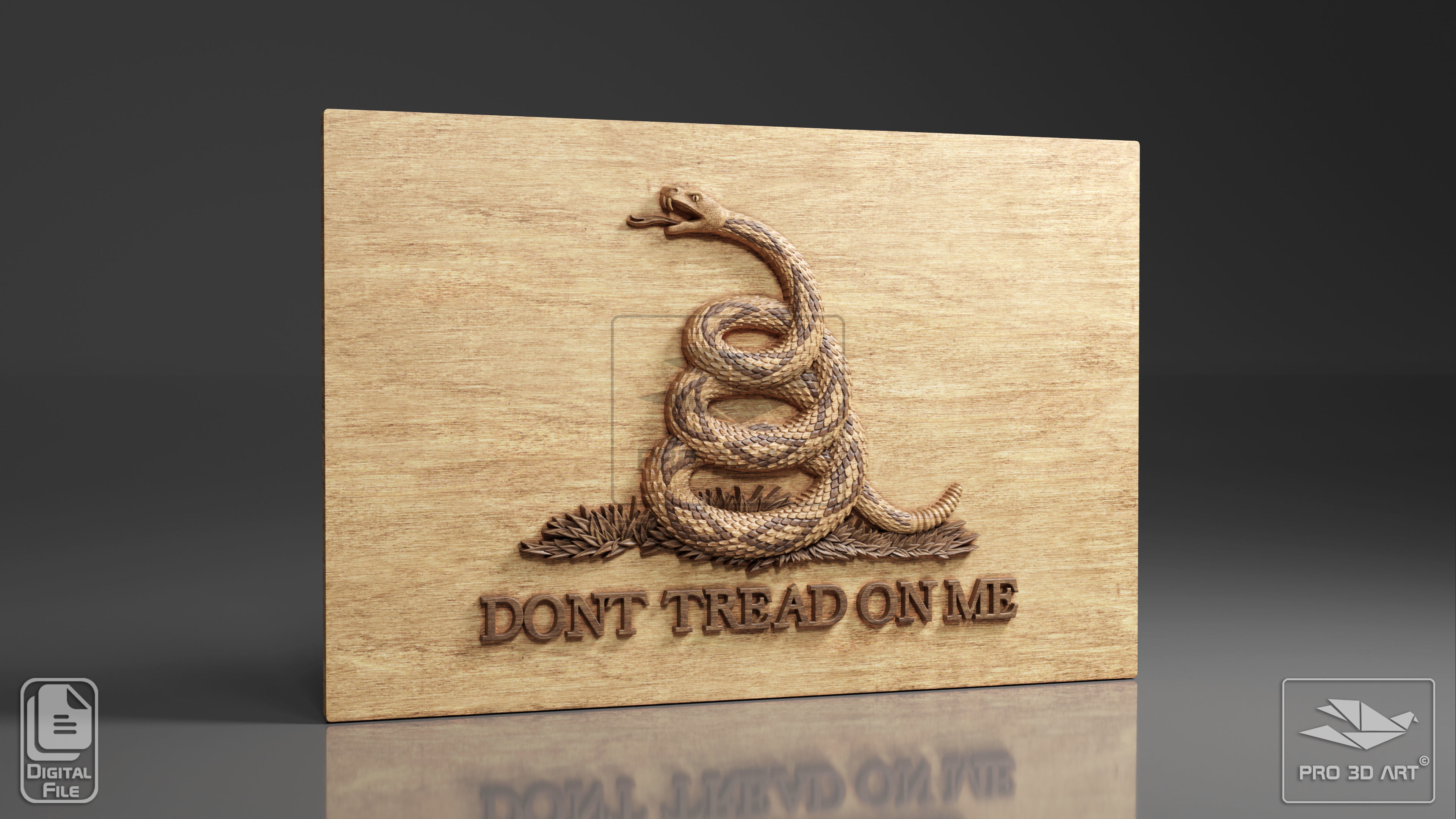 Dont Tread On Me Flag - Pack - CNC Files For Wood 3D model_2