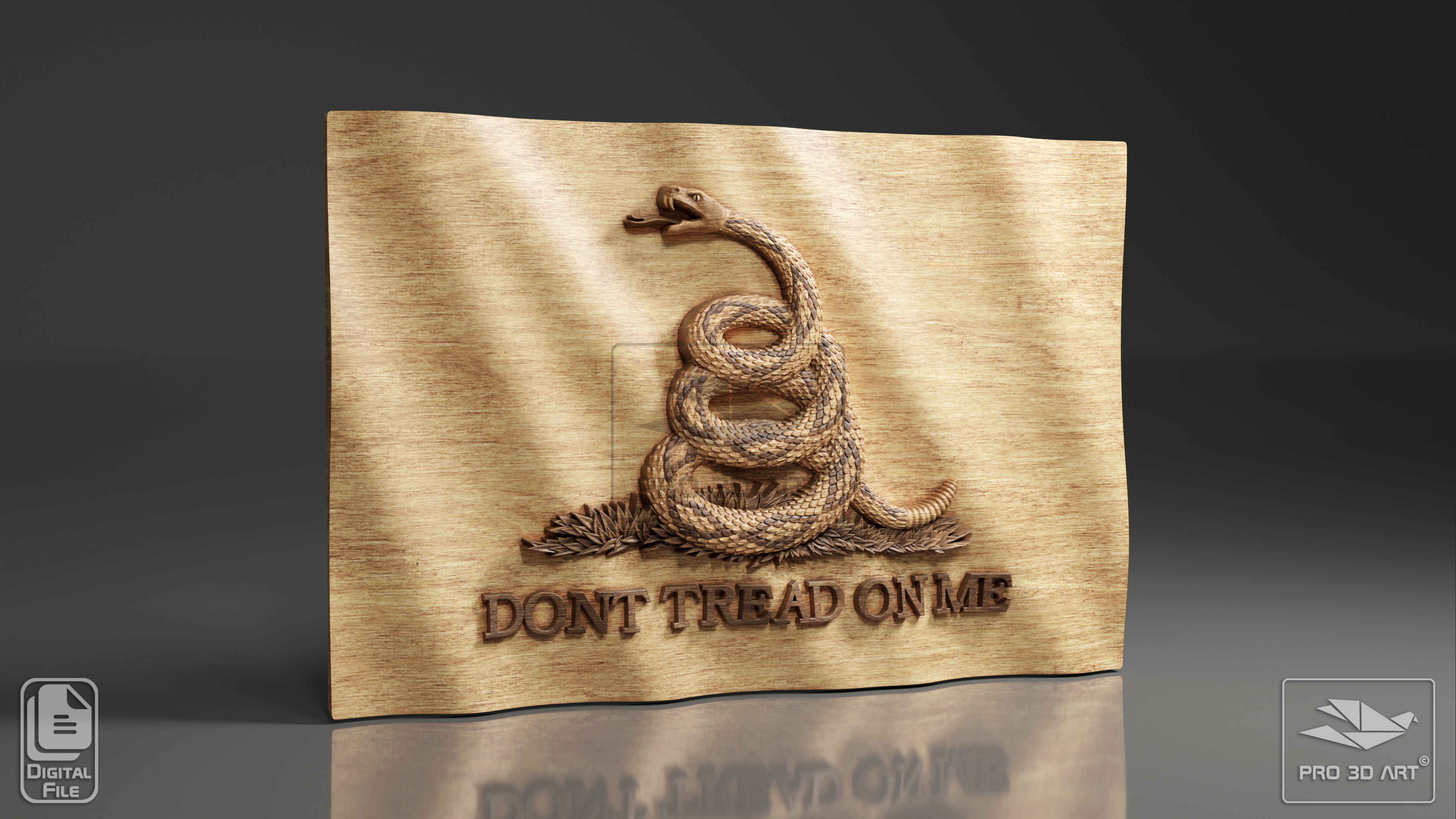Dont Tread On Me Flag - Pack - CNC Files For Wood 3D model_1