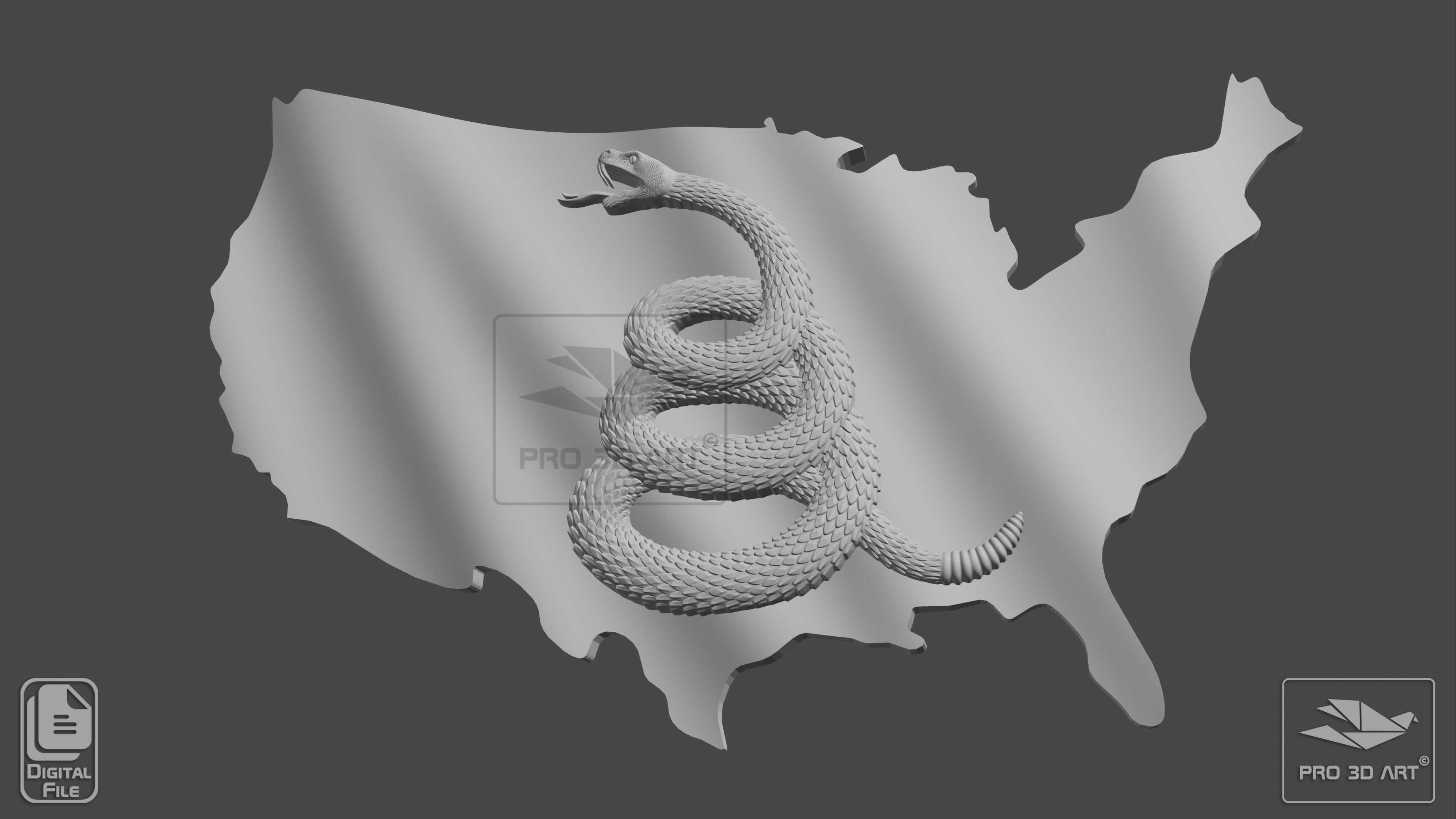 Dont Tread On Me Flag - Pack - CNC Files For Wood 3D model_7