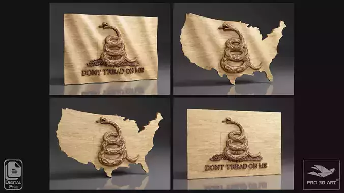 Dont Tread On Me Flag - Pack - CNC Files For Wood 3D model