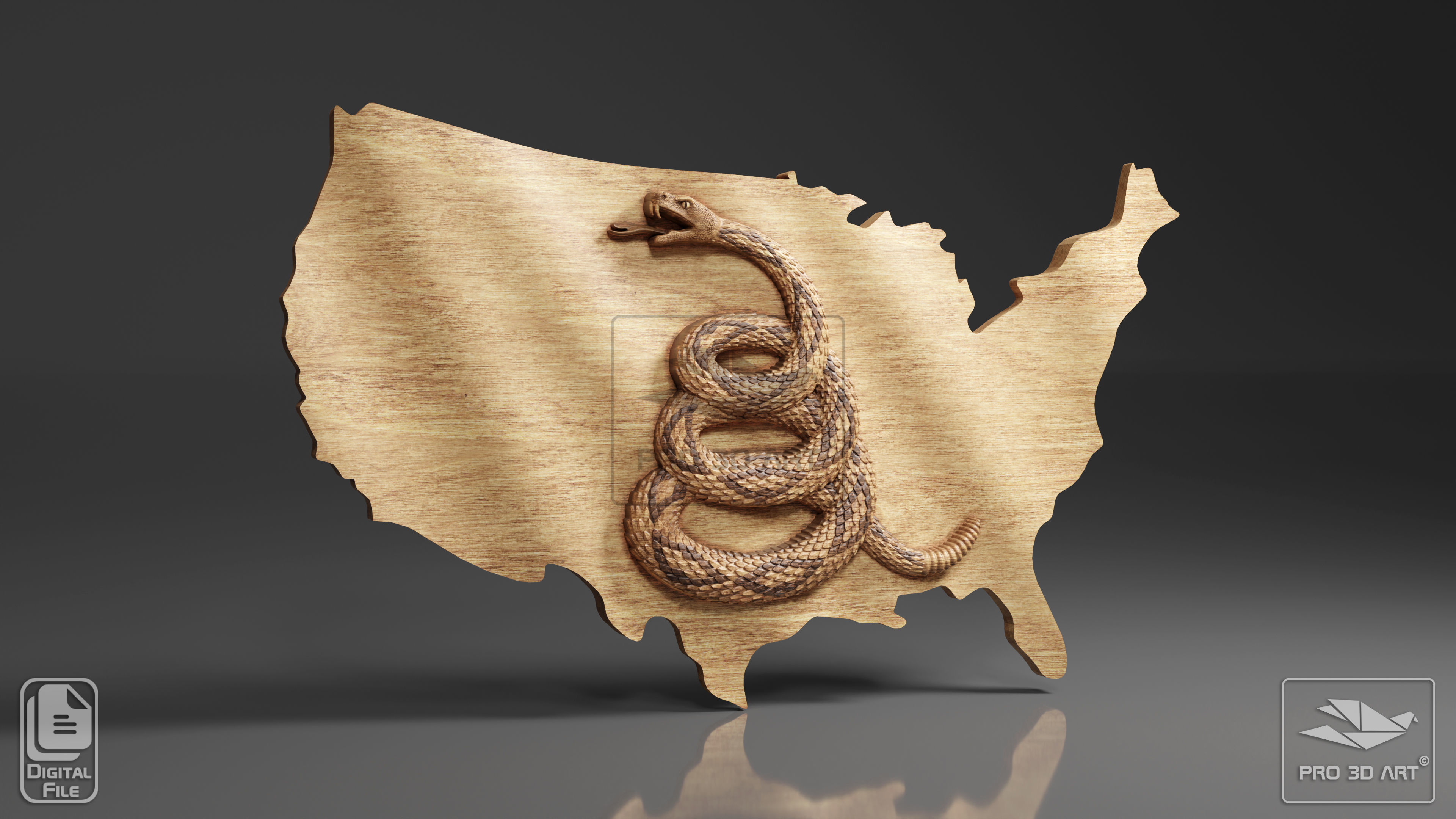 Dont Tread On Me Flag - Pack - CNC Files For Wood 3D model_3