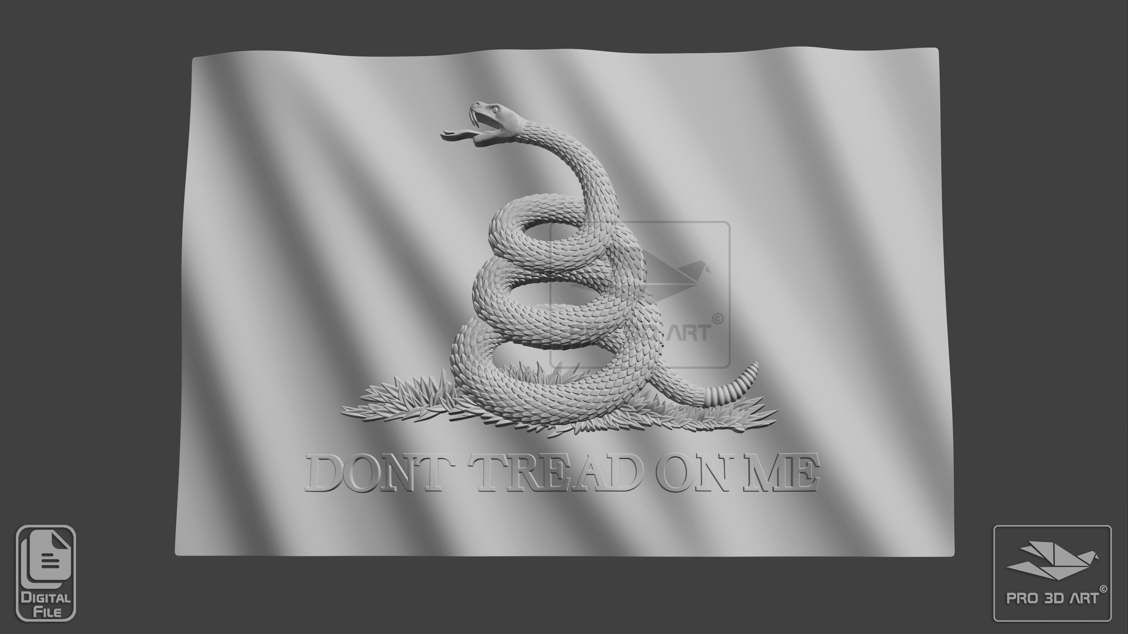 Dont Tread On Me Flag - Pack - CNC Files For Wood 3D model_5