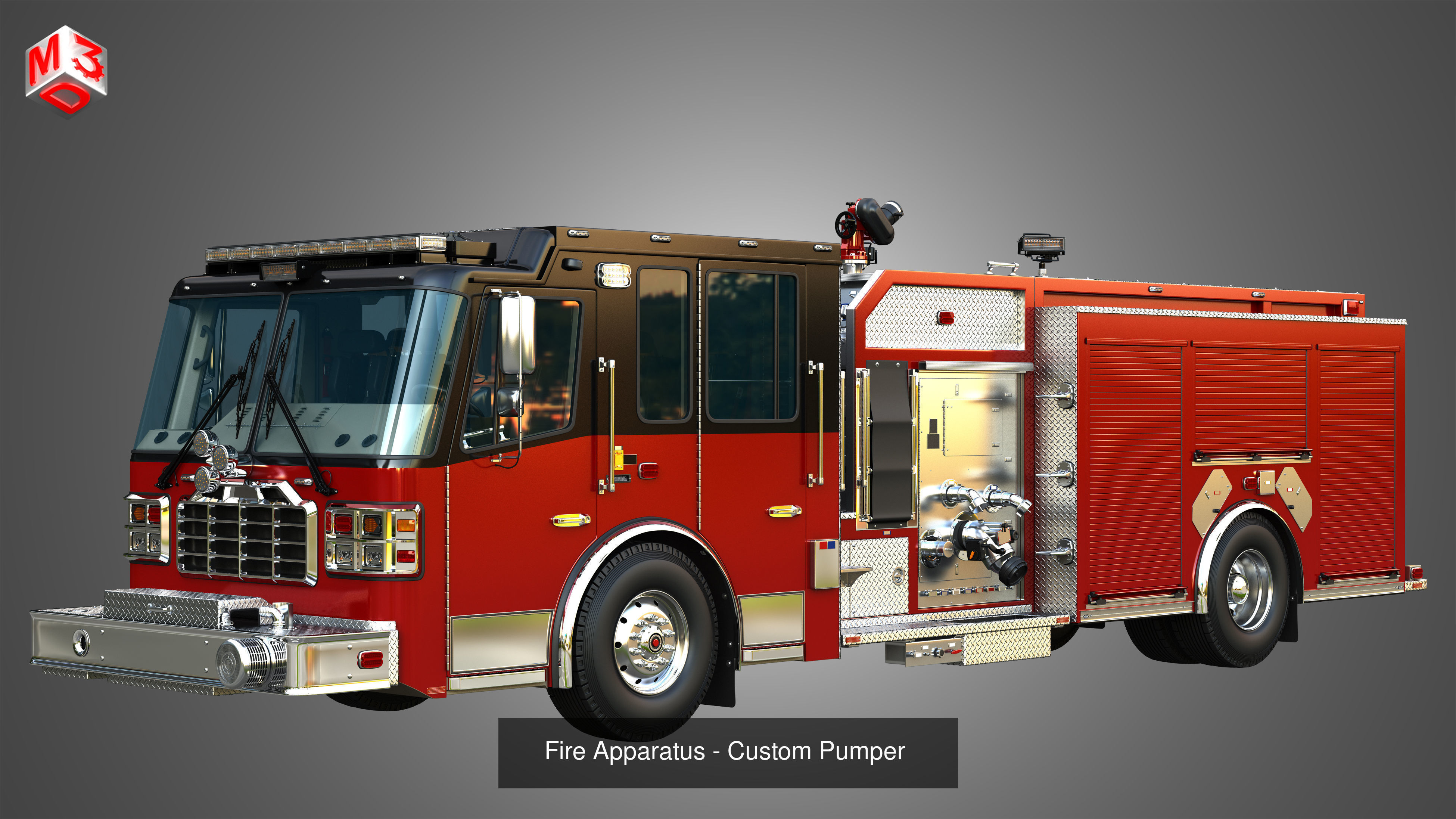 Ferrara Fire Apparatus - Fire Trucks 3 in 1 3D Model Collection_3