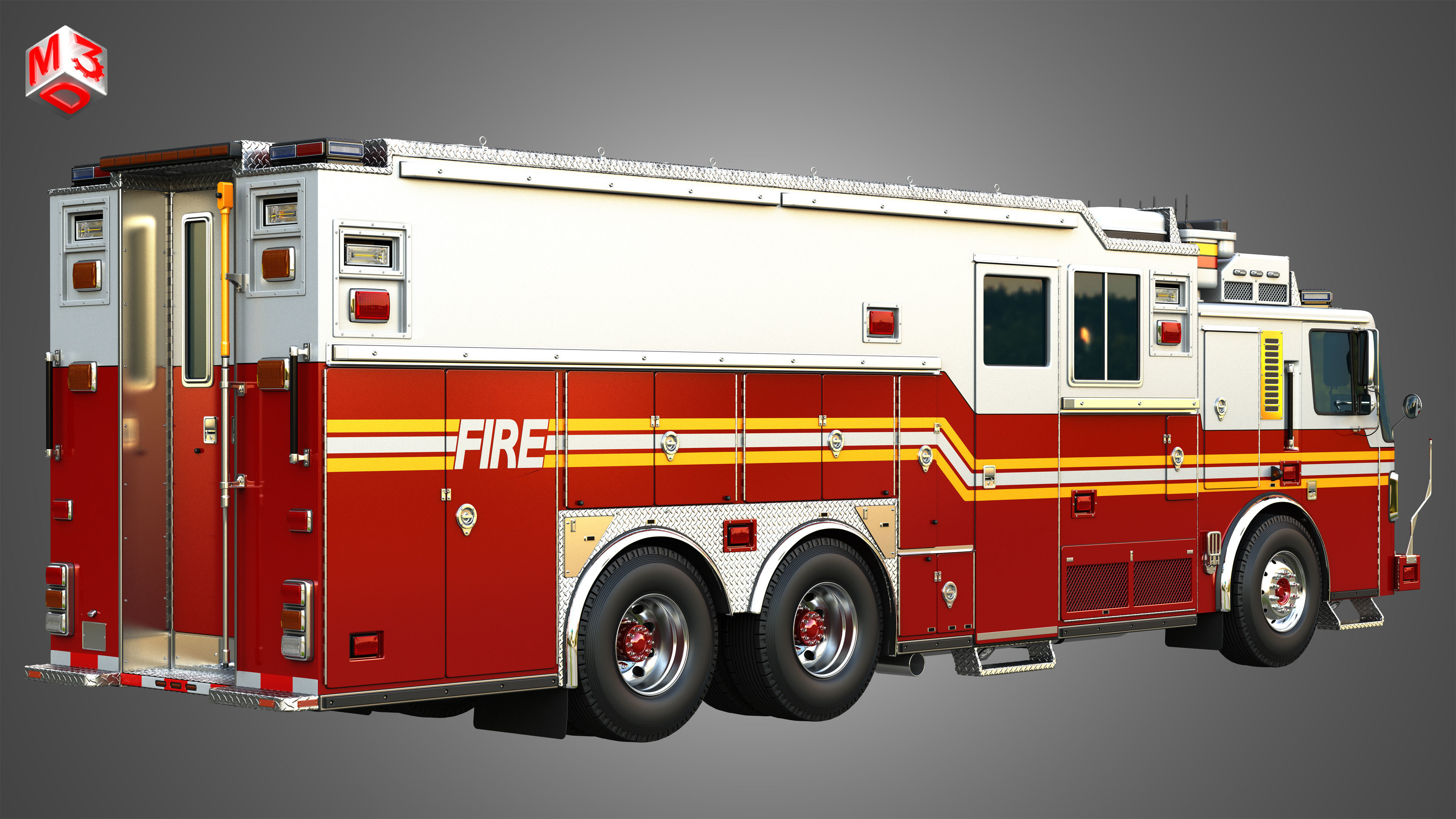 Ferrara Fire Apparatus - Fire Trucks 3 in 1 3D Model Collection_8