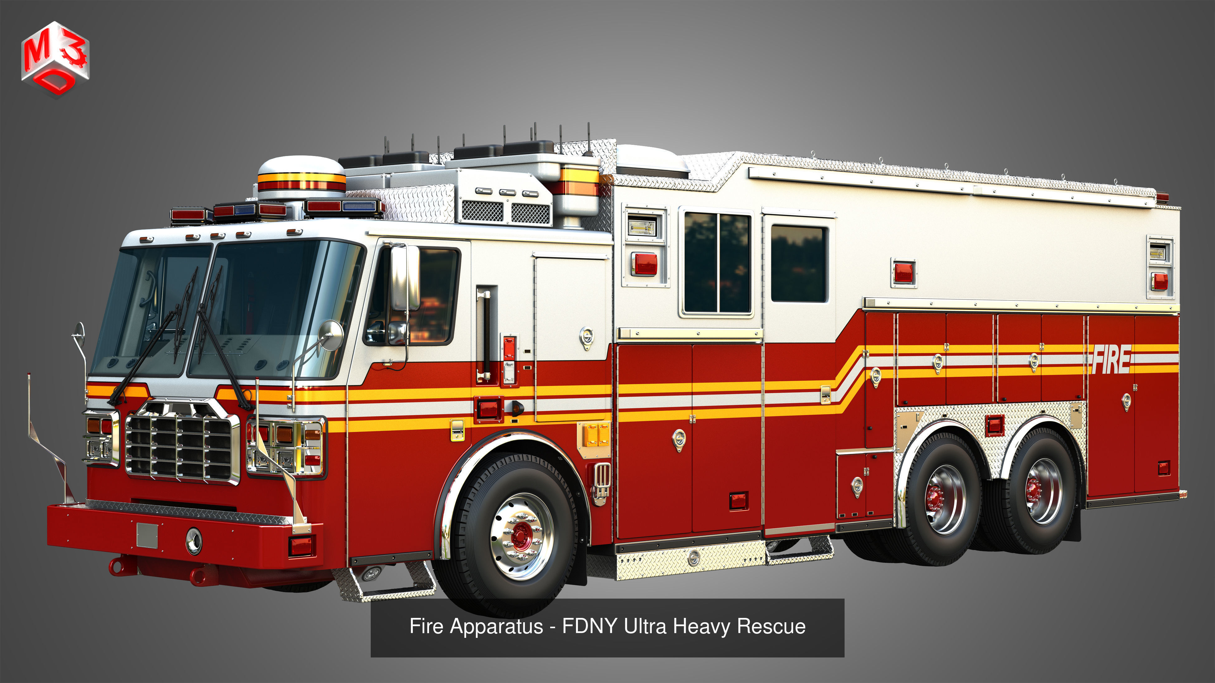 Ferrara Fire Apparatus - Fire Trucks 3 in 1 3D Model Collection_5