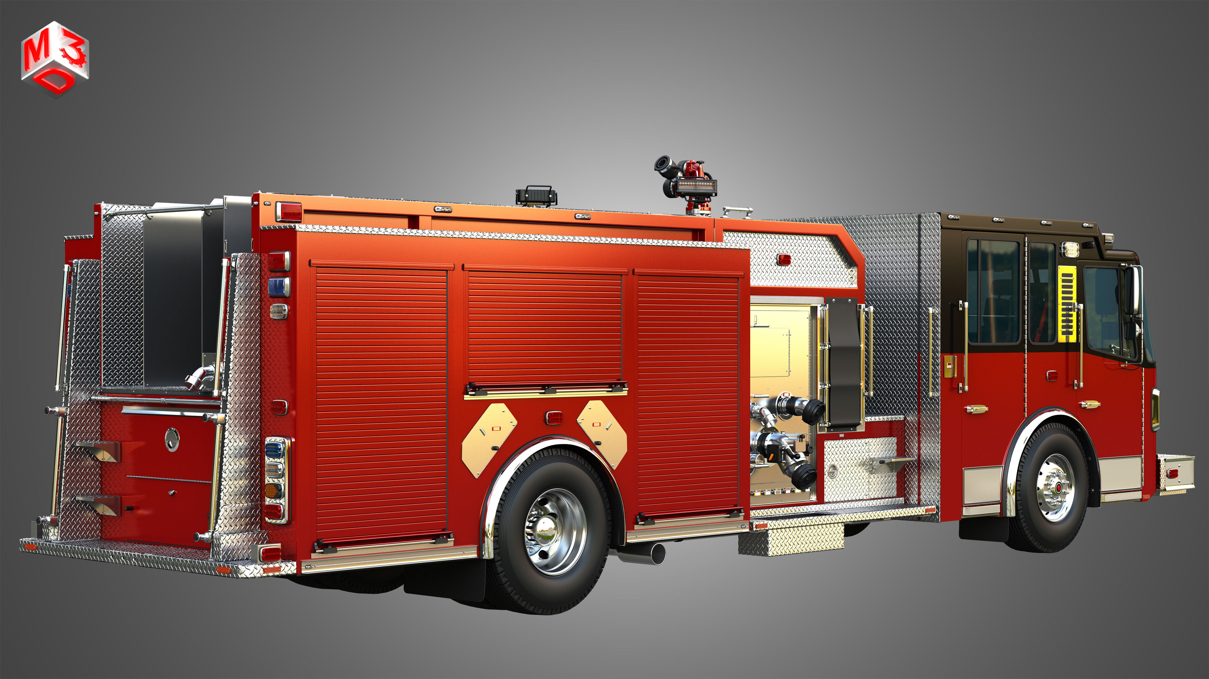 Ferrara Fire Apparatus - Fire Trucks 3 in 1 3D Model Collection_6