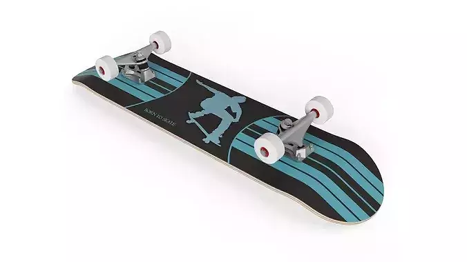 Complete Skateboard Born to Skate Design with Teal Stripes
