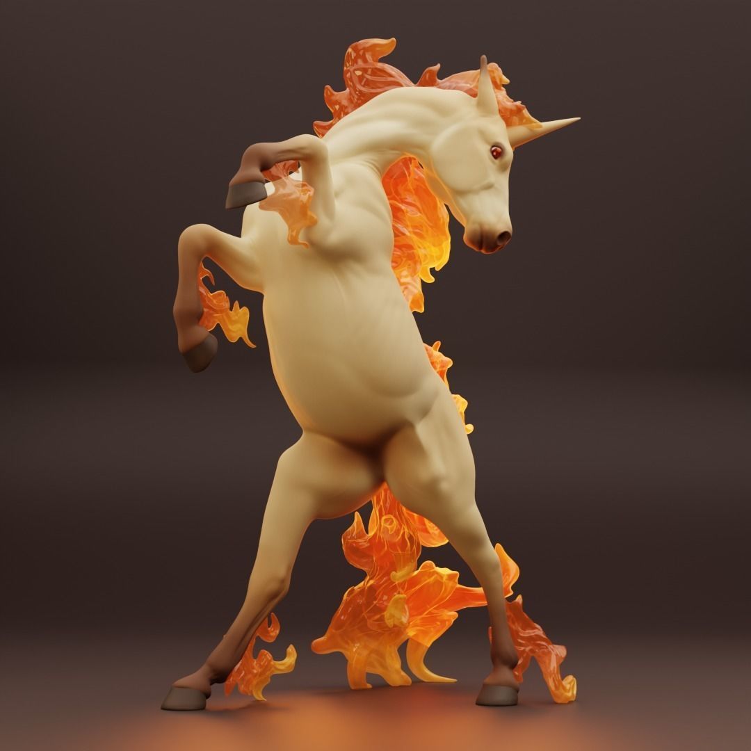 Rearing Rapidash Pokemon 3D print model_1