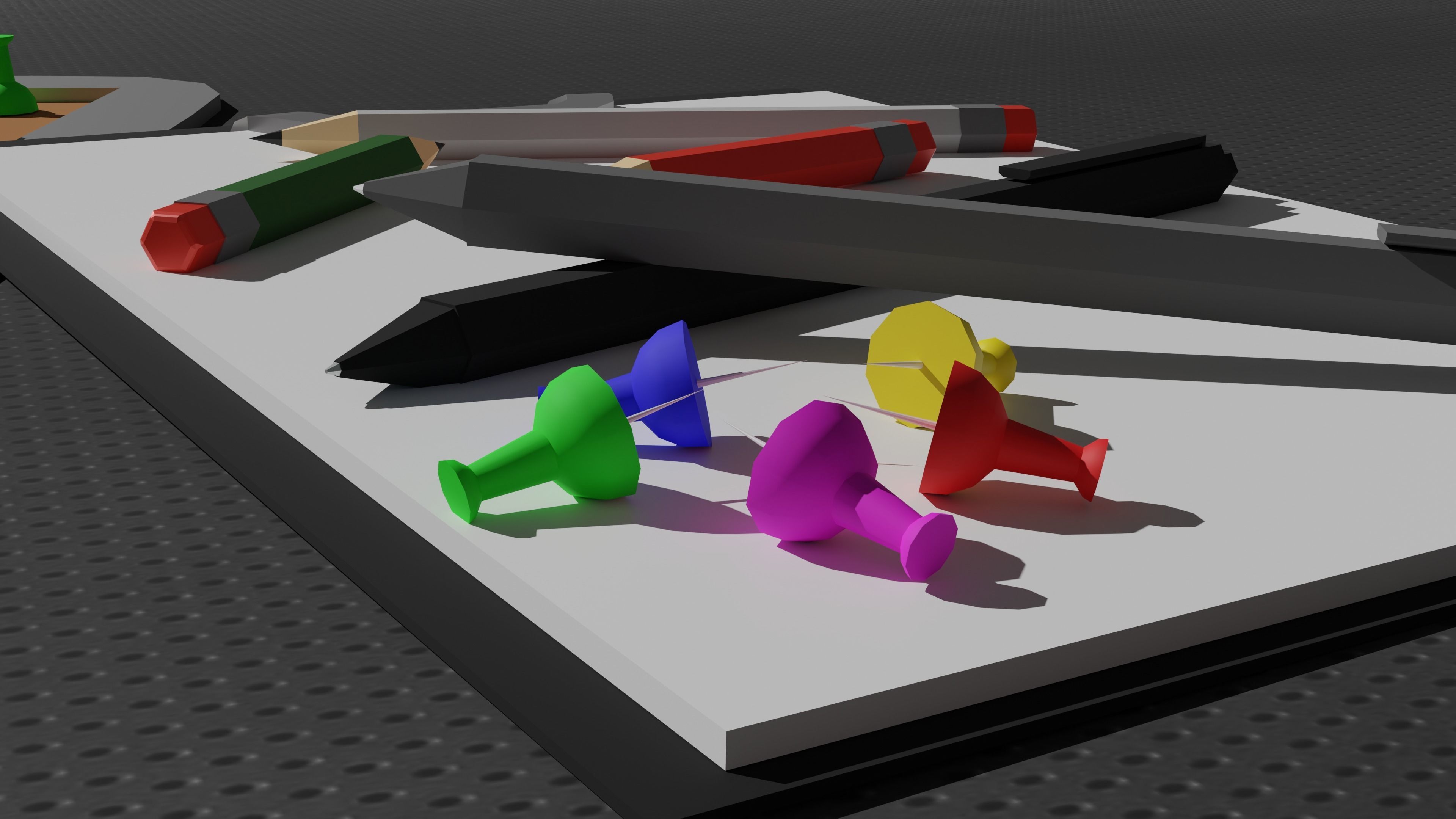 Low-Poly Office Desk Supplies Pack Low-poly 3D model_3