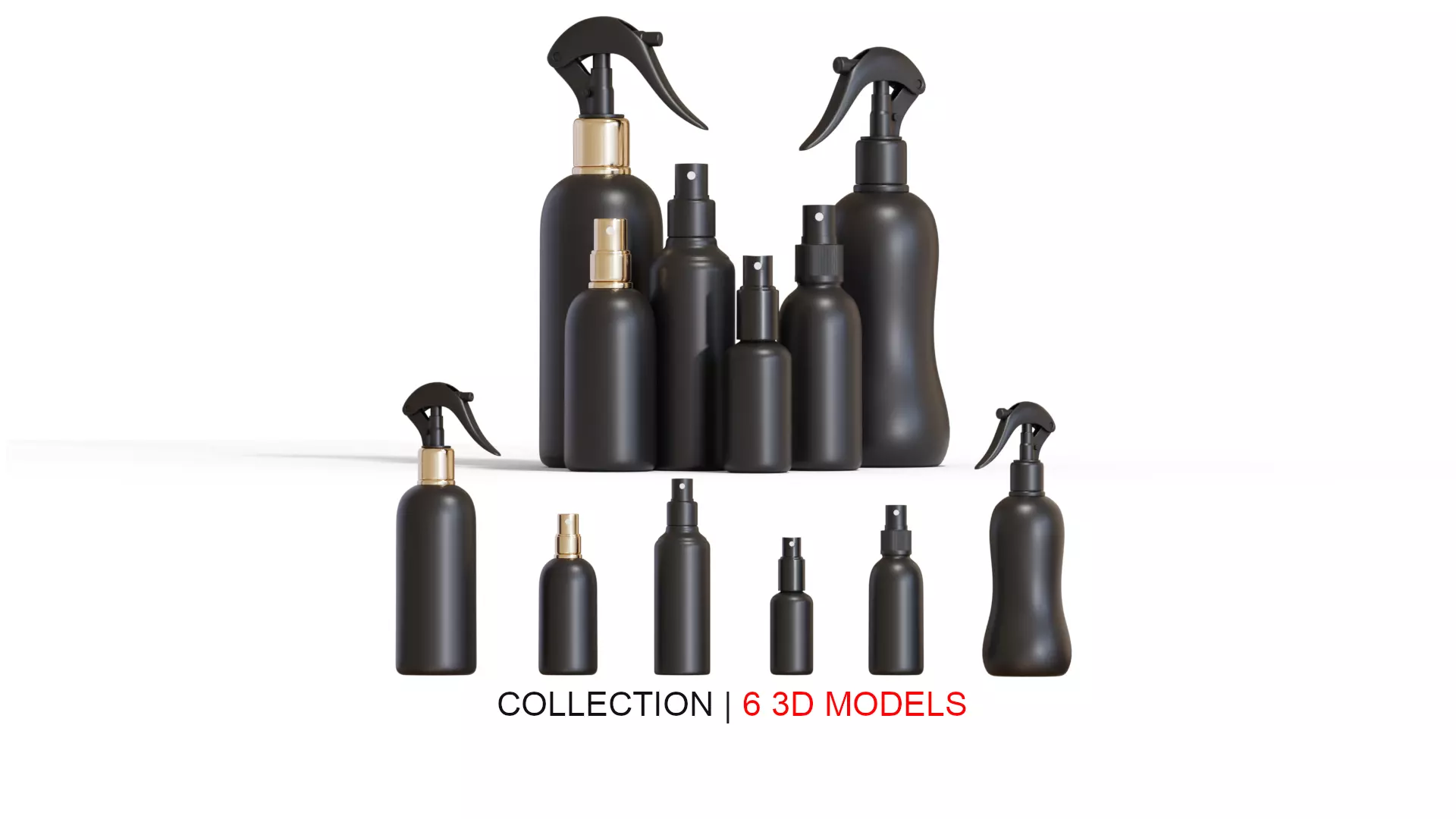 Black Spray Bottles 3D Model Collection_0