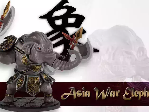 Asian War Elephant 3D Printed Artwork