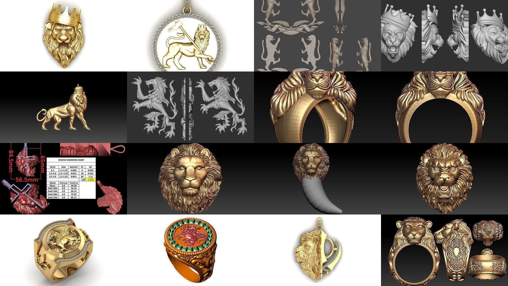 Lion pendant and ring collection  _2