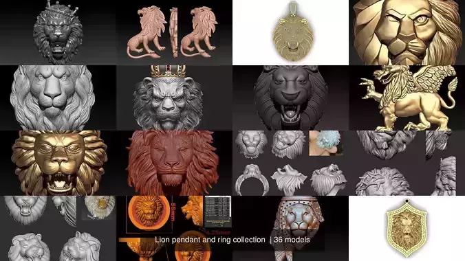 Lion pendant and ring collection  
